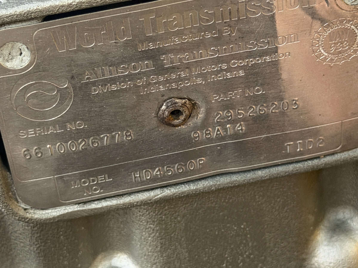 Allison HD4560 Transmission For Sale, HD4560P, TID 2