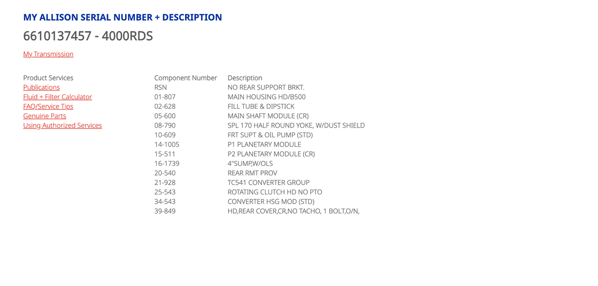 Allison 4000RDS Transmission For Sale