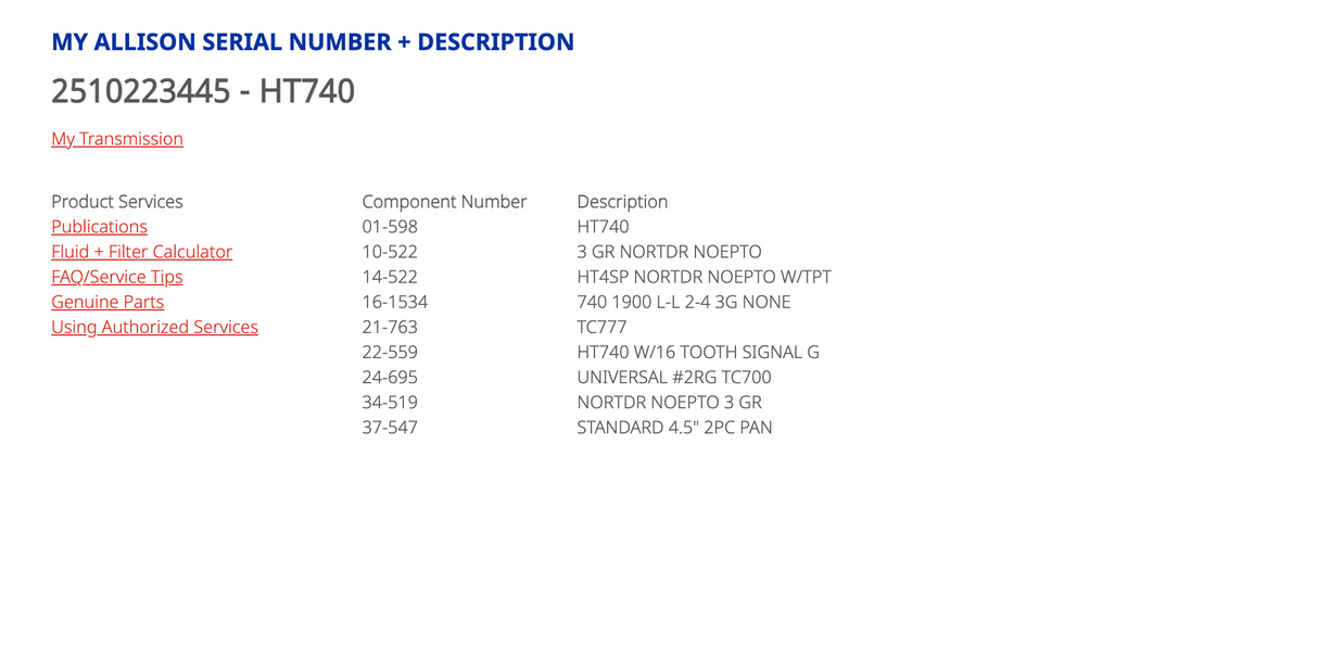Allison HT740 Transmission For Sale