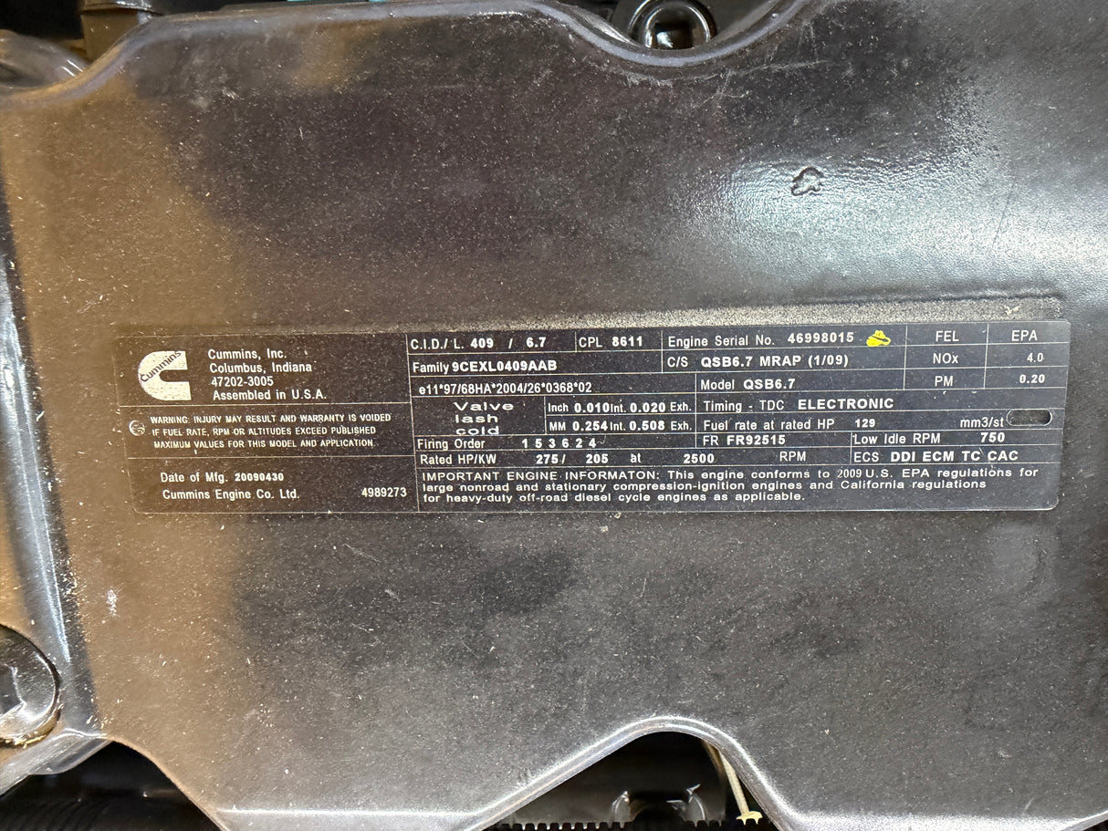 2009 Cummins QSB 6.7L Diesel Engine For Sale, CPL 8611