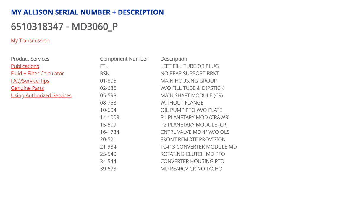 Allison MD3060 P Transmission For Sale