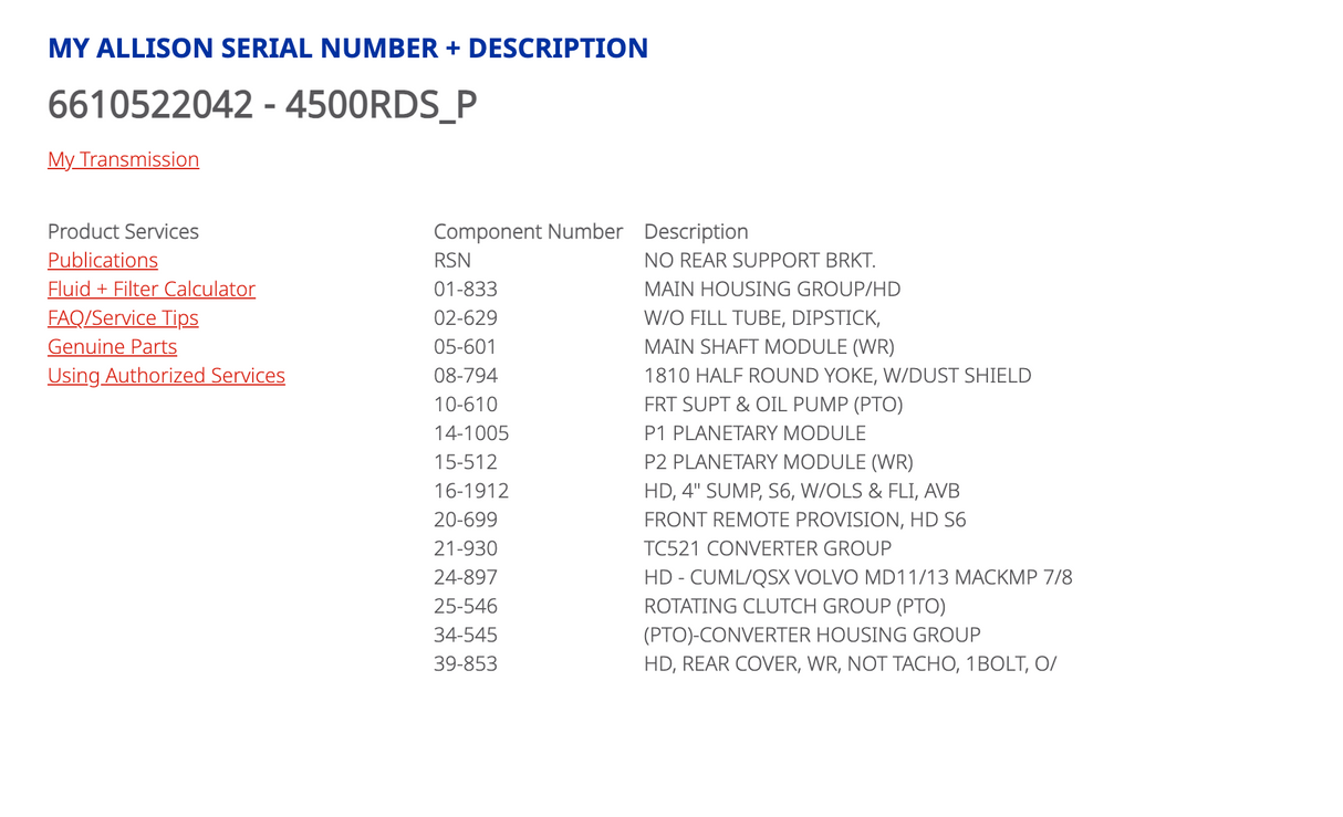 Allison 4500RDSP For Sale