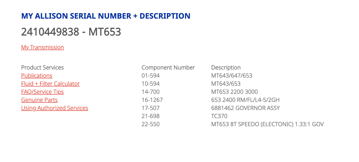 Allison MT653 Transmission For Sale, Ford Application