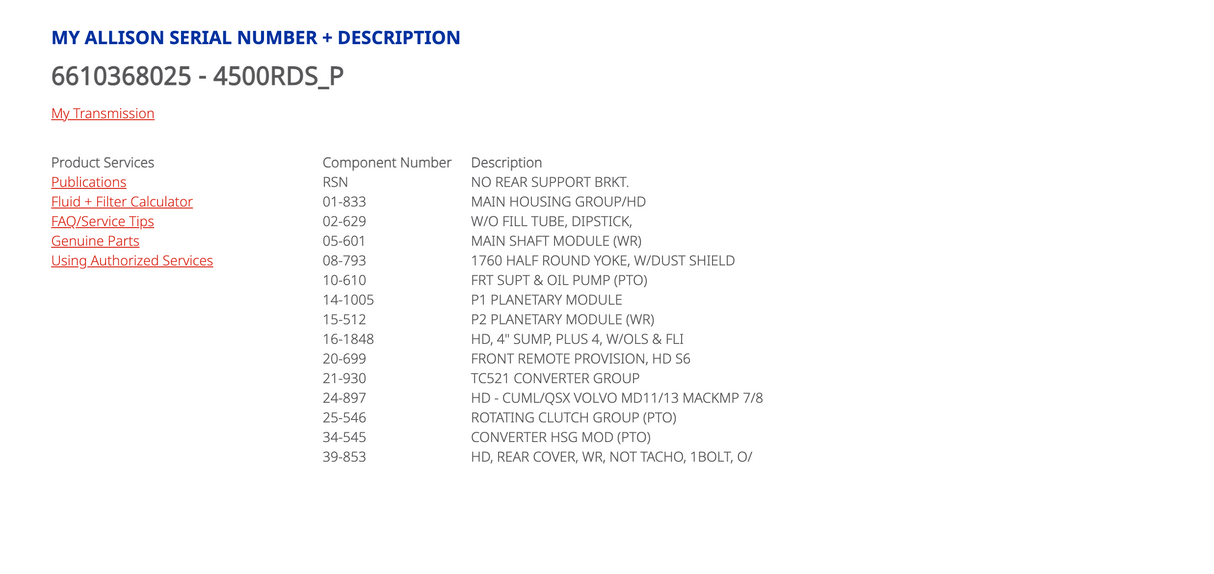 Allison 4500RDS Transmission for Sale, 4500RDSP
