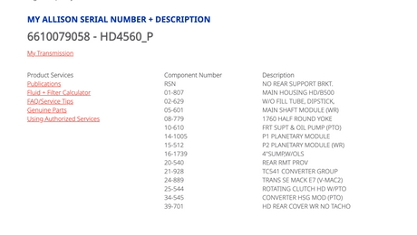 Allison HD4560P Transmission For Sale, HD4560 P