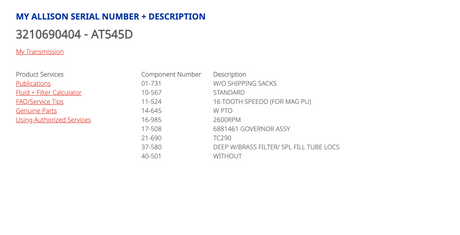 Allison AT545D Transmission For Sale, AT545 D w/ PTO Provision/Gear
