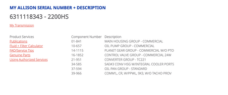 Allison 2200HS Transmission For Sale