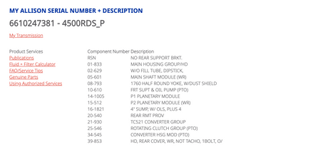 Allison 4500RDSP Transmission For Sale