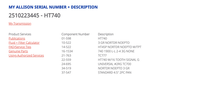 Allison HT740 Transmission For Sale