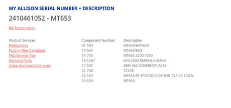 Allison MT653 Transmission w/ PTO Provision For Sale
