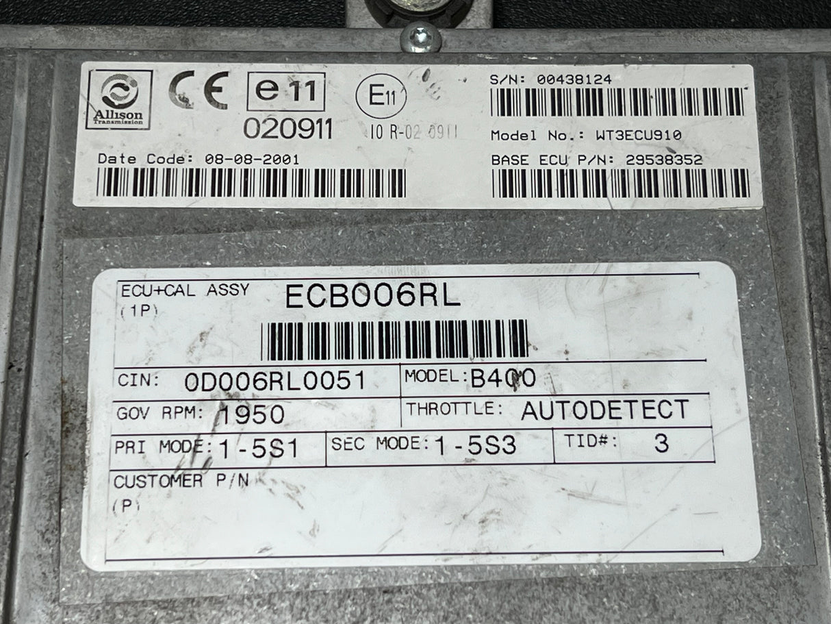 2001 Allison B400 Transmission Control Module (TCM) Part # 29538352