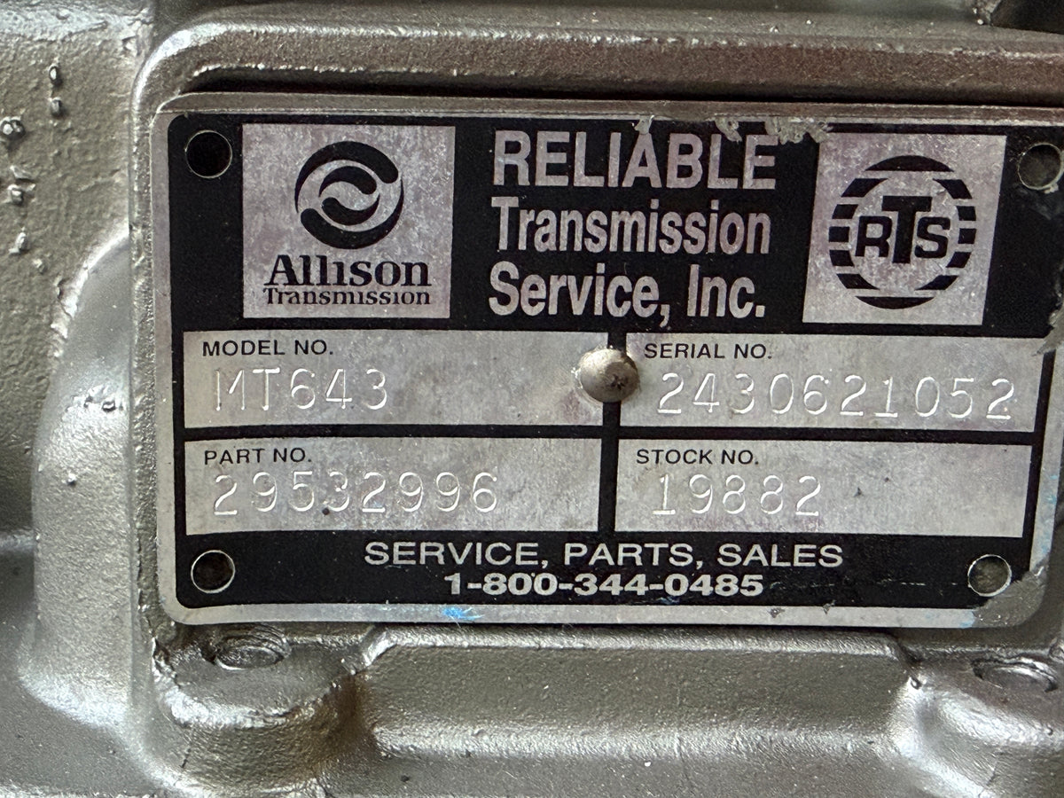 Allison MT643 Transmission For Sale W/ PTO + PUMP For OTTAWA YT30