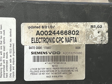 Freightliner Cascadia Body Control Module Part # A 002 446 68 02