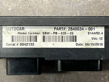 2010 AUTOCAR Transmission Push Button Electric Shifter Pad  Part # 2840034-001