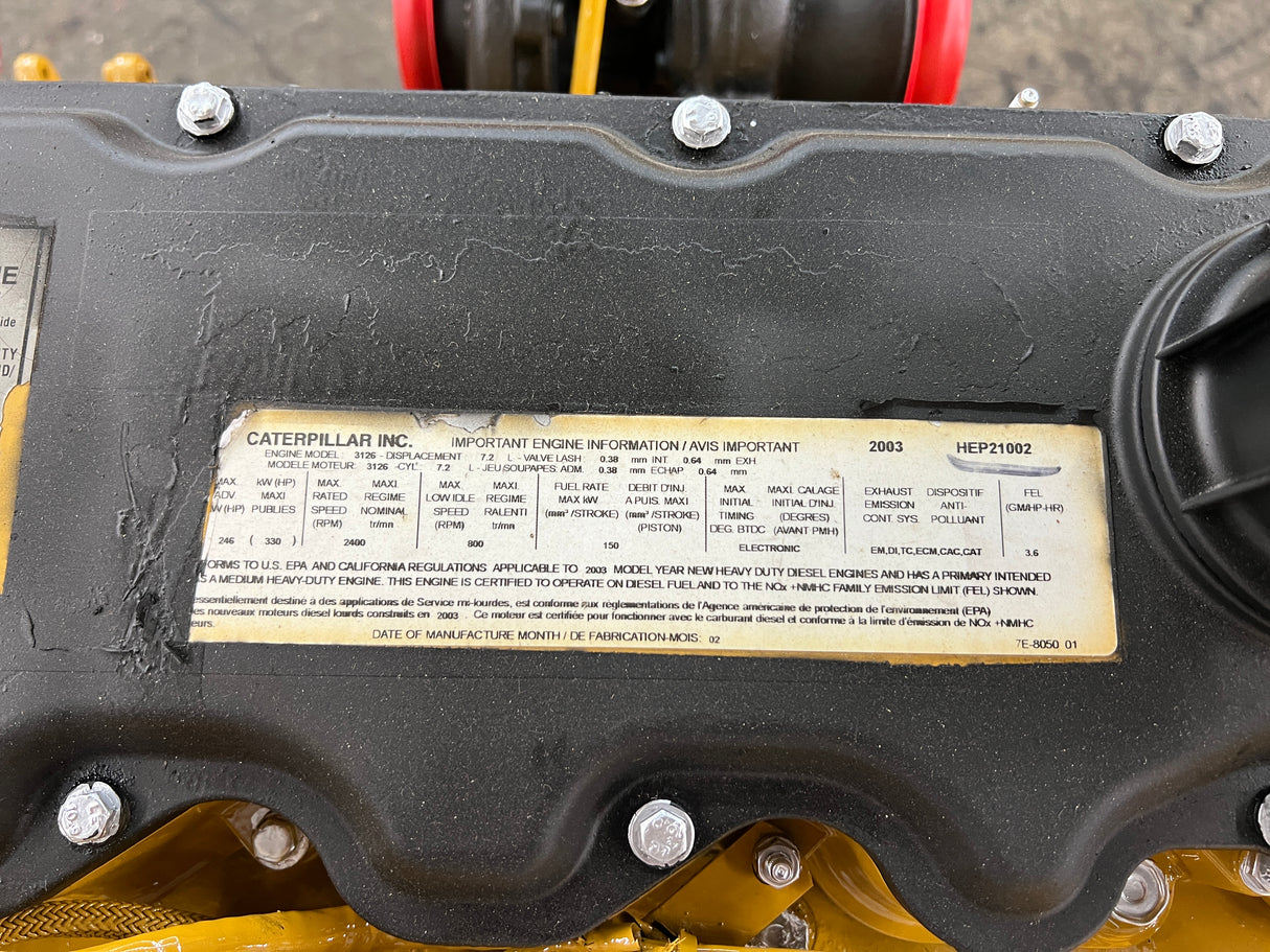 2003 Caterpillar 3126 Diesel Engine, HEP