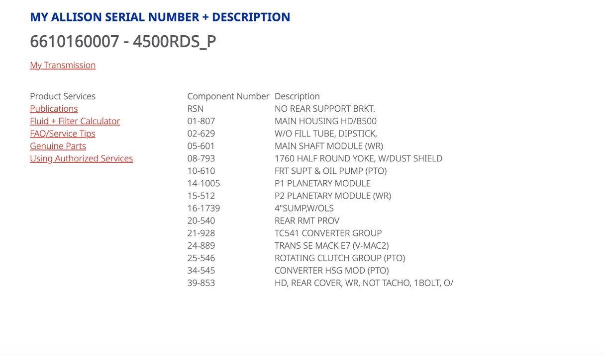 Allison HD4560P Transmission For Sale, HD4560 P