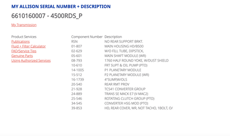 Allison HD4560P Transmission For Sale, HD4560 P