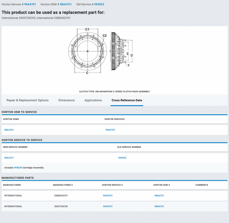 International DT466E 984154 Diesel Engine Fan Drive For Sale