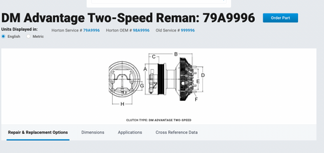Cummins ISL Horton Fan Clutch Part # 79A9996