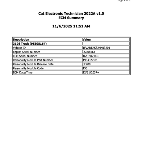 Caterpillar 3126 Engine Control Module (ECM) Part # 179-4899, 9SZ Serial Prefix