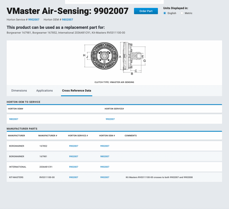 International 7.3L Fan Clutch Part # 2033827C1, Viscous For Sale