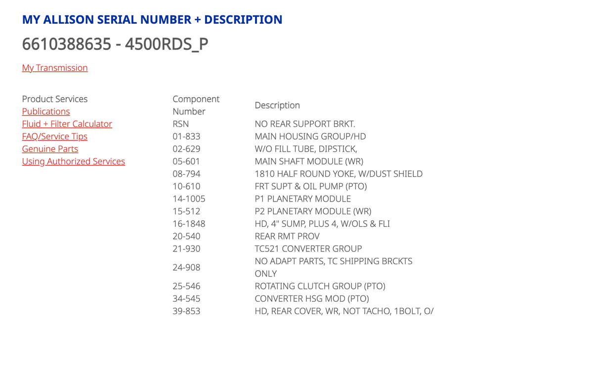 Allison 4500RDS Transmission For Sale, 4500RDSP, TIDA