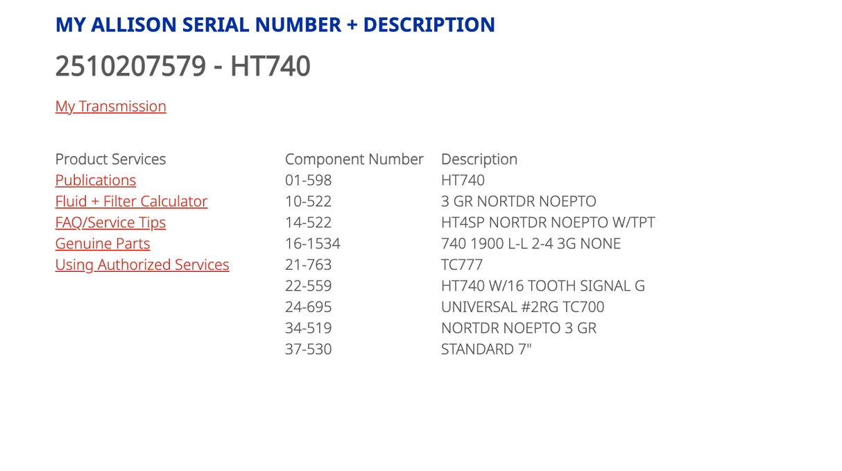 Allison HT740 Transmission w/ PTO For Sale, Chelsea # 270XAAJP-B3XR