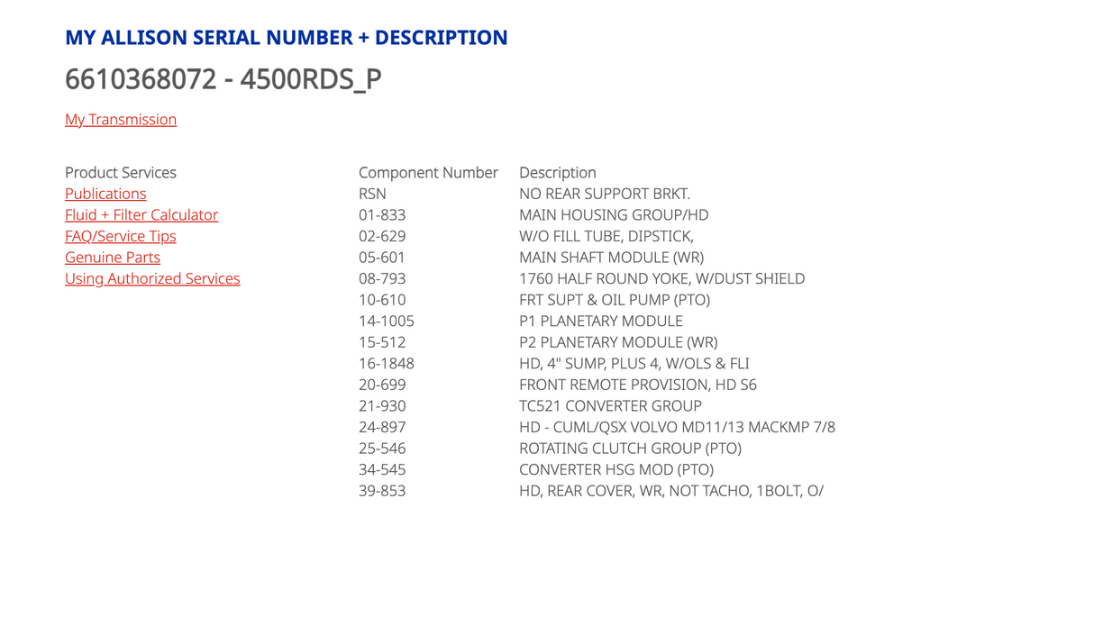 Allison 4500RDS P Transmission For Sale, 4500RDSP