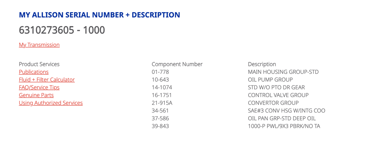 Allison 1000 Series Transmission For Sale