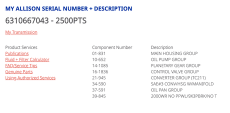 2006 Allison 2500PTS Transmission For Sale, BUS