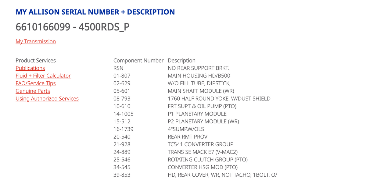 Allison HD4560 Transmission For Sale, HD4560P