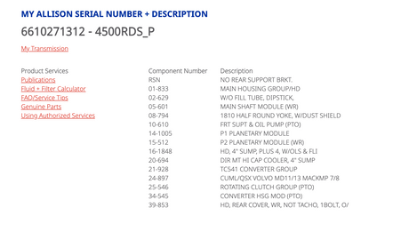 2011 Allison 4500RDSP Transmission For Sale with Cooler