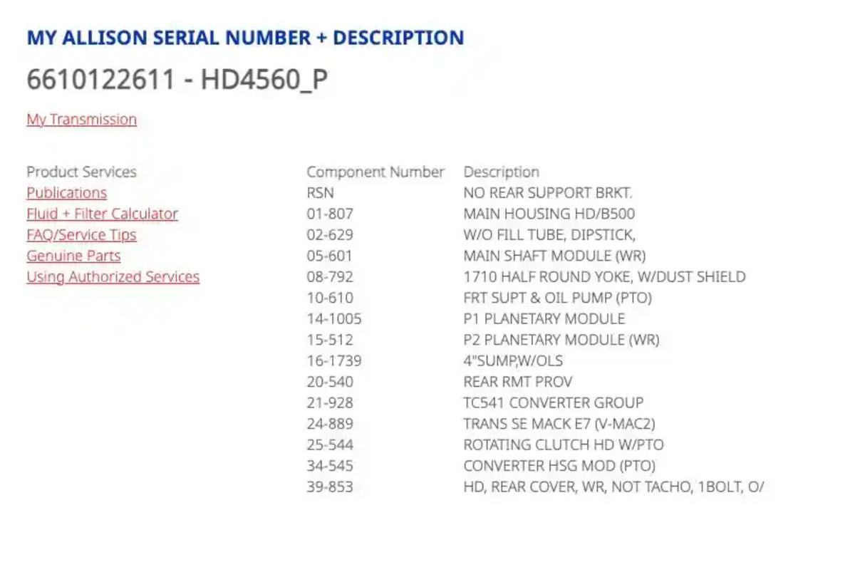 Allison HD4560 Transmission For Sale, HD4560P